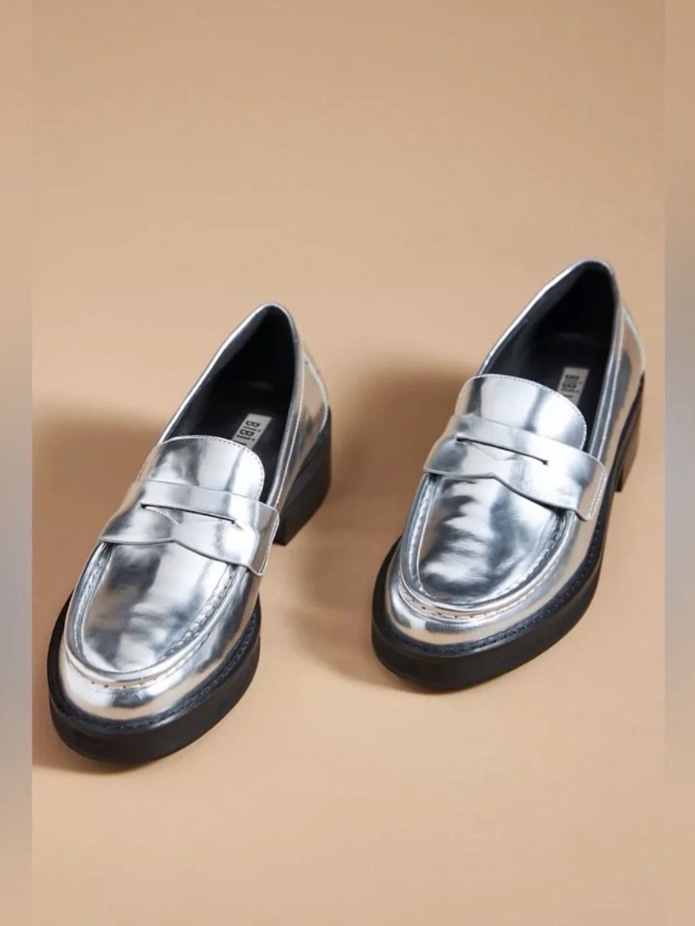 Anthropologie Bibi Lou Jaya Metallic Loafers 37